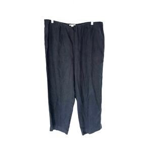 J. Jill Pure Jill Linen Slim Crop Pants Black Lagenlook‎ Pull On Stretch Medium